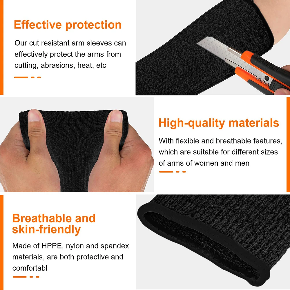 Level 5 Cut Burn Resistant Sleeves 1 Pair Arm Protection Sleeves Forearm Arm Protectors Thin Skin Bruising Working Guards