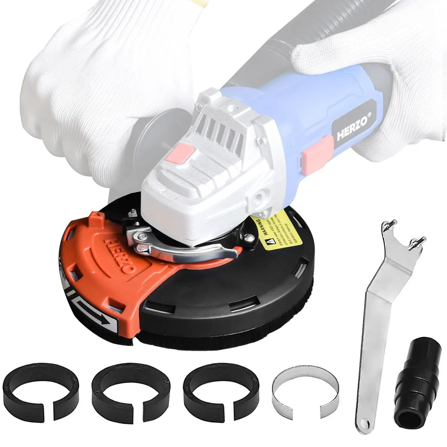 HERZO 180MM/ 7 Inch Grinding Dust Shroud For Angle Grinder Dust Collector Concrete Stone Dust Collection GT119180C