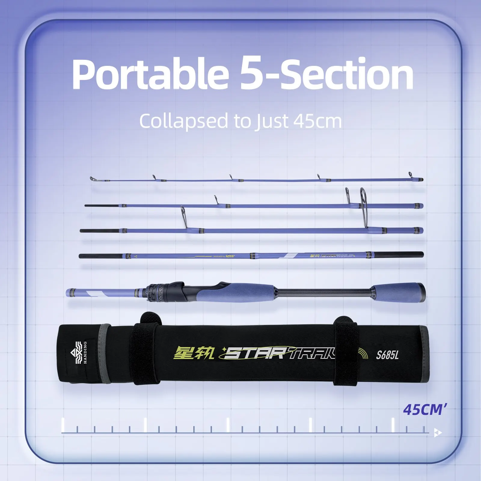 HANDING Star Trails 5 Sections Fishing Rod 40T+30T Full Carbon