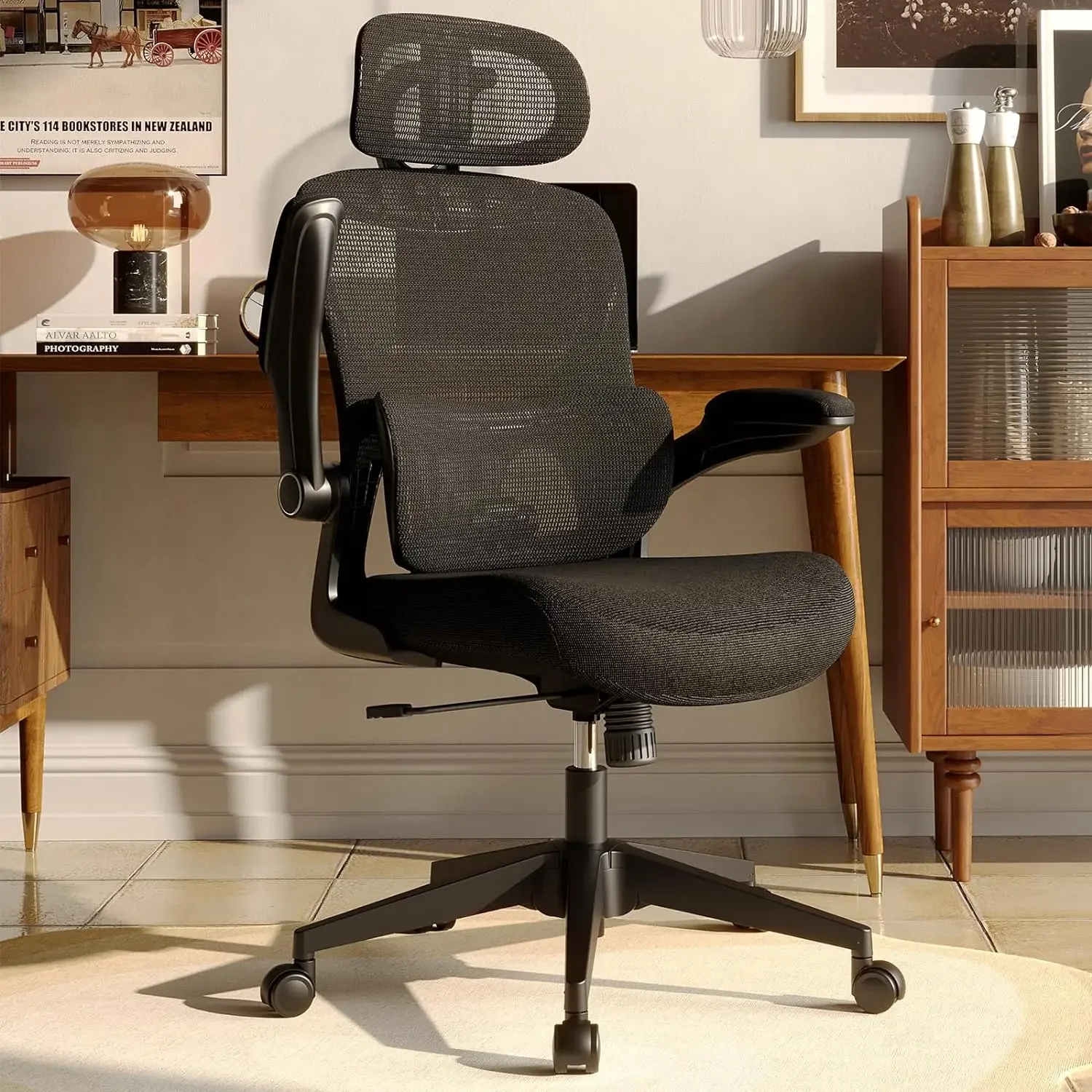 

Мебель, эргономичный сетчатый офисный стул, стул с высокой спинкой и регулируемой поддержкой поясницы, раскладной рычаг, подголовник, шарнир