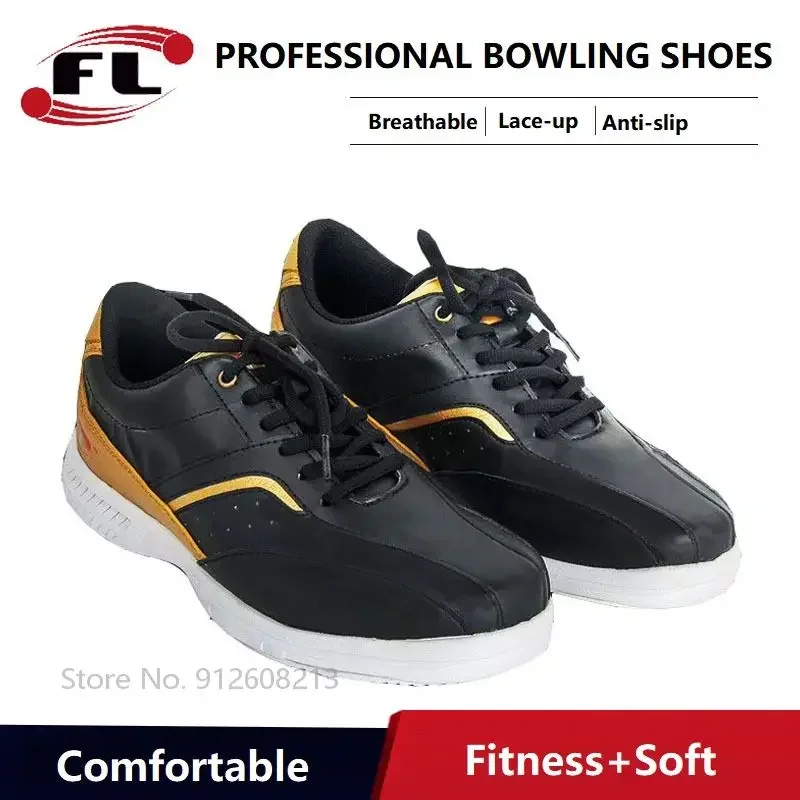 Mens Professional Bowling Shoes Soft Bowling Sneakers Male Breathable Non-slip Sole Athletic Shoes Lace-up Training Footwear