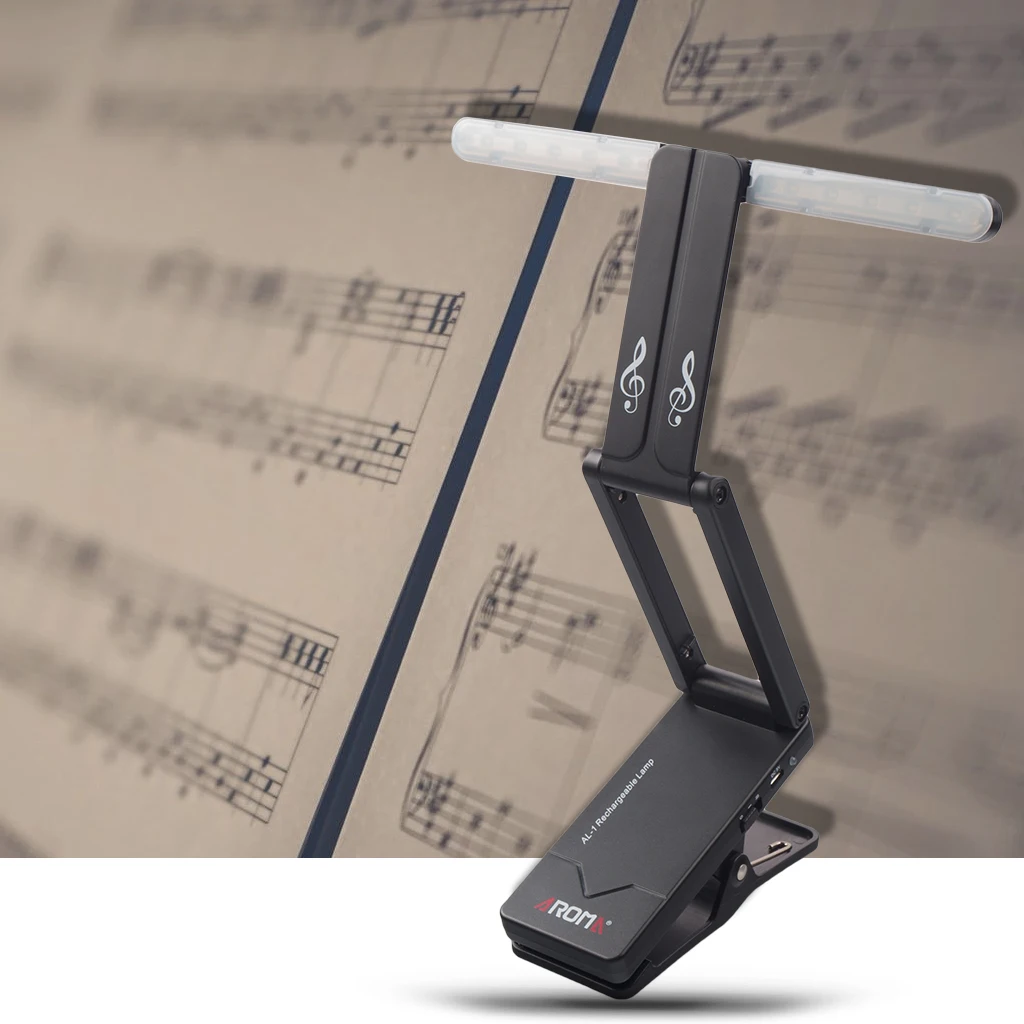 

AROMA AL-1 Clip-on Rechargeable Music Stand Lamp for Guitar Piano LED Stage Light Universal Compact Portable USB Charge