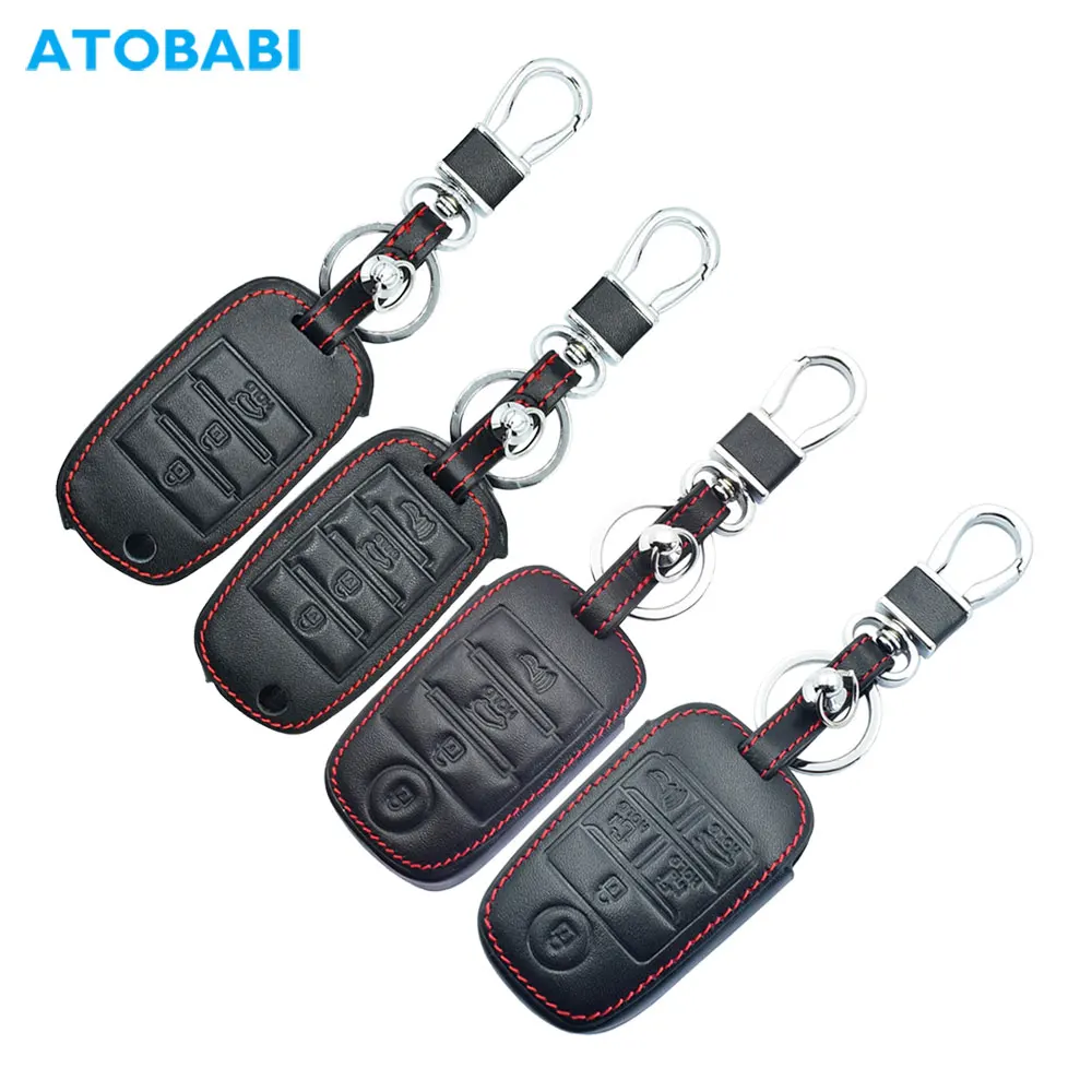 Leather Car Key Case Remote Key Cover For Kia Rio Sorento