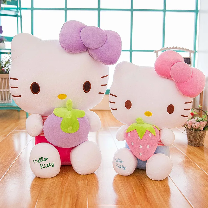 

30cm Sanrio Kawaii Strawberry KT Cat Plush Doll Soft Stuffed Cute Toy for Kids Christmas Birthday Gifts