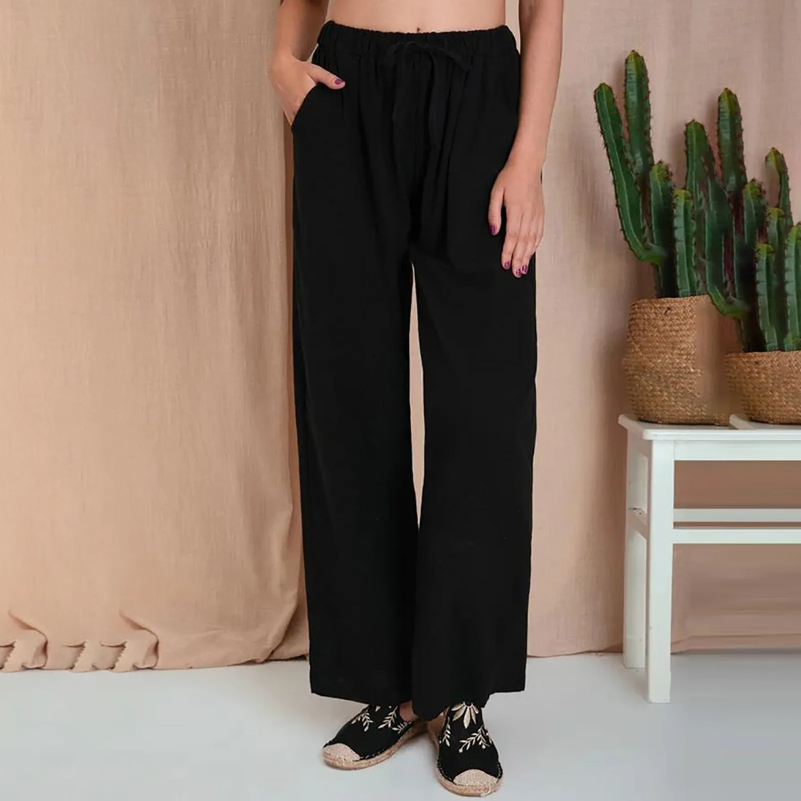 

2023 Ladies Classic Suit Pants Summer Loose Straight High Waist Wide Leg Long Harem Trousers For Women
