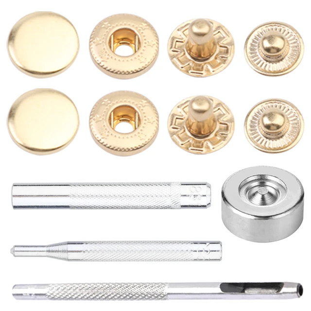 Fenrry Golden Leather Snap Fasteners Kit Metal Button Snaps Press Studs 4  Installation Tools Leather Snaps for Clothes - AliExpress