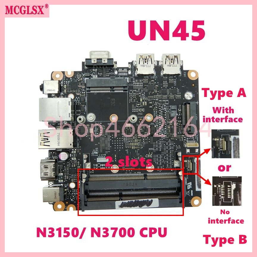 Placa-mãe para Computador Asus Vivo Un45 com N3000 N3150 Cpu Mainboard Mini pc hd 100 Testado ok