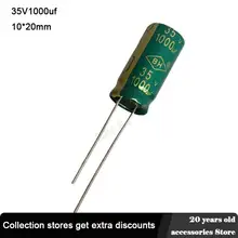 

100pcs 35V 1000UF 10 * 20 mm low ESR Aluminum Electrolyte Capacitor 1000 uf 35 V Electric Capacitors 20%