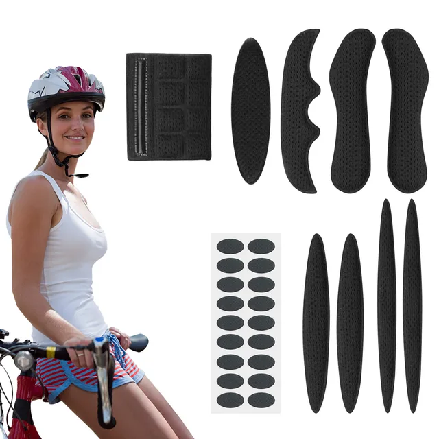 3 Set Imbottitura Per Caschi Bicicletta E Moto - Schiuma Traspirante Con Velcro