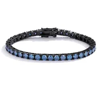 3-5mm Royal Blue VVS1 Moissanite Tennis Bracelet 925 Sterling Silver Plating Gun Black Diamond Link Chain Bracelets Pass Tester