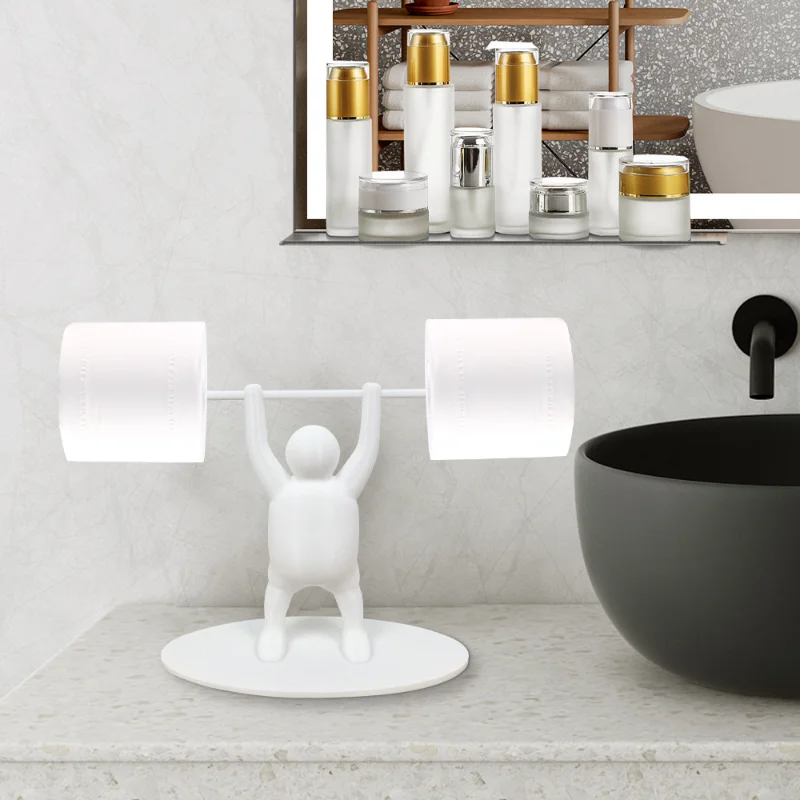 Toilet Paper Holder Funny Toilet Paper Shelf 3d Printing Weightlifting Figurine Napkin Rack Home Decor Organizer For Tissue Rolls Wipes Towels