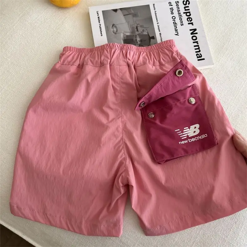 Korean Summer Boys and Girls Comfortable Pure Cotton Contrast Work Clothes Pocket Casual Quick Drying Sports Split Shorts