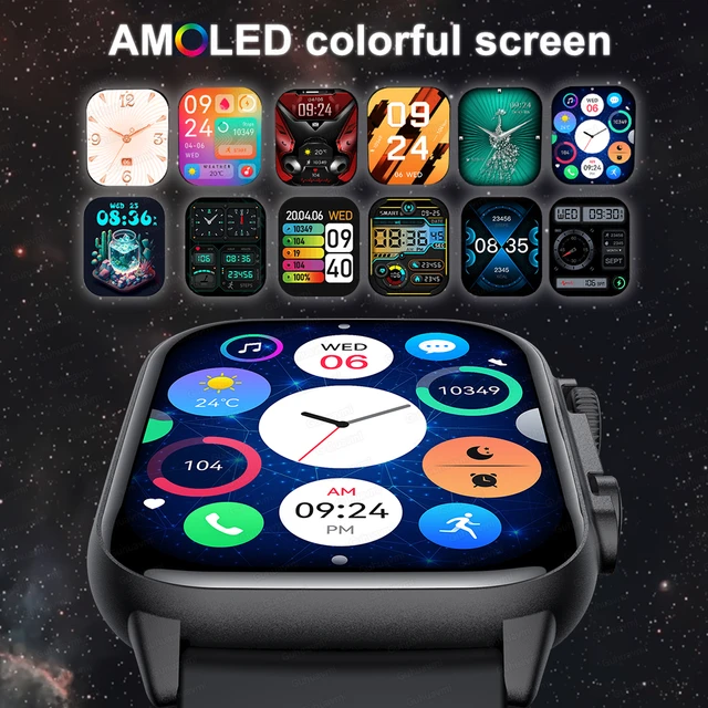 ساعة ذكية NFC مع شاشة AMOLED للرجال والنساء ، مكالمة بلوتوث