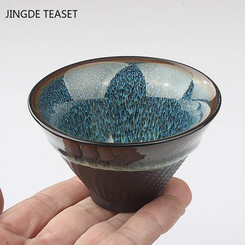 2pcs/lot Kiln Change Ceramics Teacup Handmade Tea Bowl Chinese Retro Teaware Accessories Single Cup Master Cups Coffee Cup 55ml