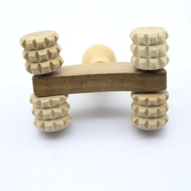 Tcare Solid Wood Full-body Four Wheels Wooden Car Roller Relaxing Hand Massage Tool Reflexology Face Hand Foot Back Body Therapy massage tool
