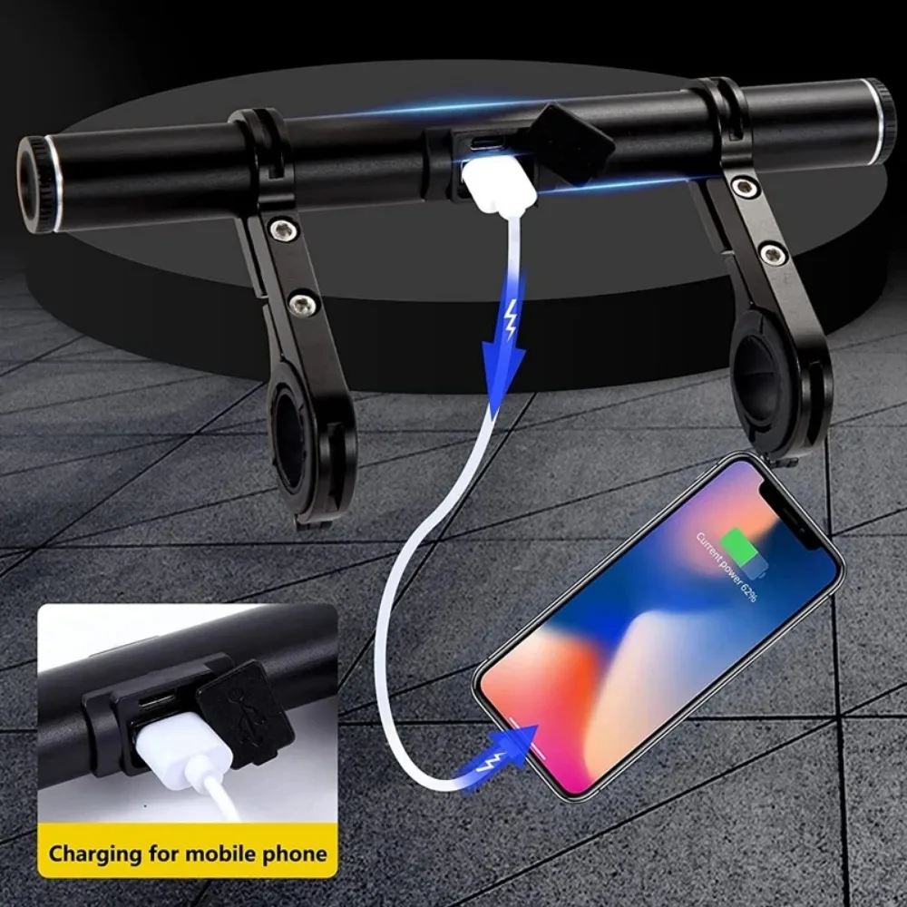 Bicycle Handlebar Extended Bracket Rechargeable Batteries Power Bank for Bike Headlight Holder Support MTB Accessories