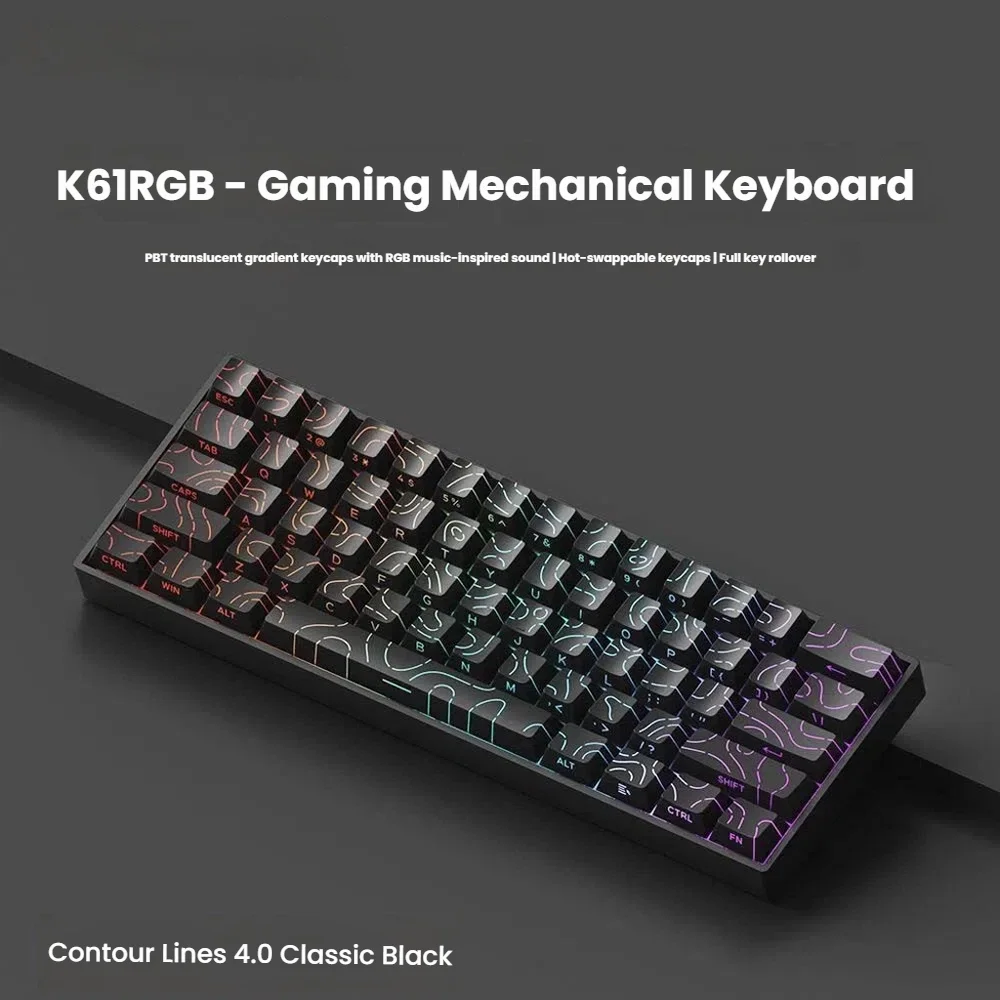 מקלדת מכאנית חוטית K61 USB Mini Mechanical Gaming עם כבל ניתן להחלפה