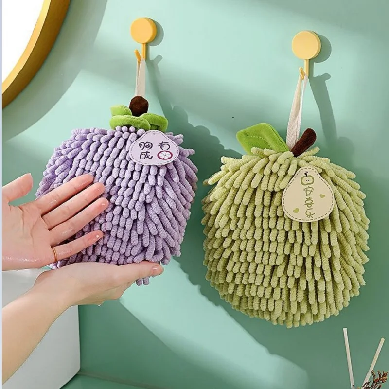 Microfiber Towel Hand Towel Microfiber Hand Towel Chenille Hand Towels Wipe Hand Towel Ball with Hanging Loops for Kitchen Bathroom Quick Dry Soft Absorbent Microfiber Handball