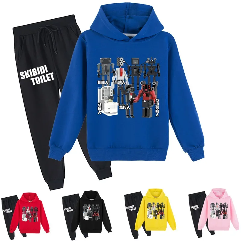 

Skibidi Toilet 2023 Children's Clothing Monitor Toilet Man Printed Casual Sweatshirt for Boys and Girls + Pants Set