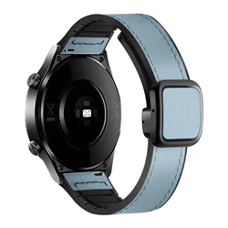 Premium 22mm Hybrid Leather - Silicone Watch Strap - Elegant and Durable Design for Width 22mm (Blue)