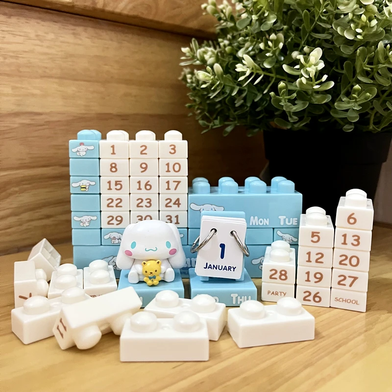 Kawaii Sanrio Kuromi Desk Calendar Building Block Table Top Ten Thousand  Year Calendar Sanrio Anime Figure Ornaments Xmas Gifts - AliExpress