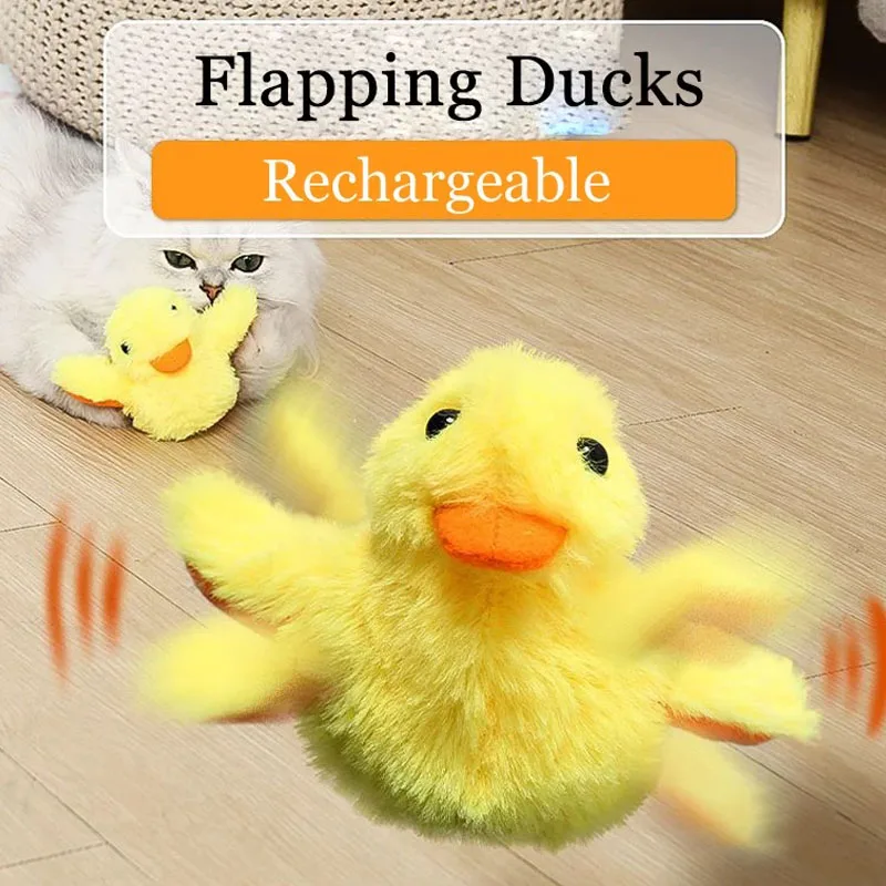 Playing Electric Interactive Cat Toy Flapping Ducks Washable Plush Toys