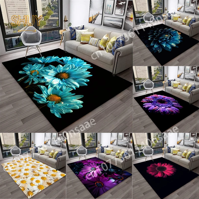 

Nodic Daisy Carpet Non Slip Floor Mats Coffee Table Area Rugs for Bedroom Home Decoration Bedside Hallway Washable Soft Door Mat