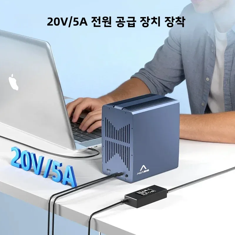 아카시스 40Gbps 6베이 썬더볼트 3/4/5 또는 USB4 호환 HDD+SSD용 인클로저 | 136TB 저장 용량 4가지 RAID 모드 데이터 백업 비디오