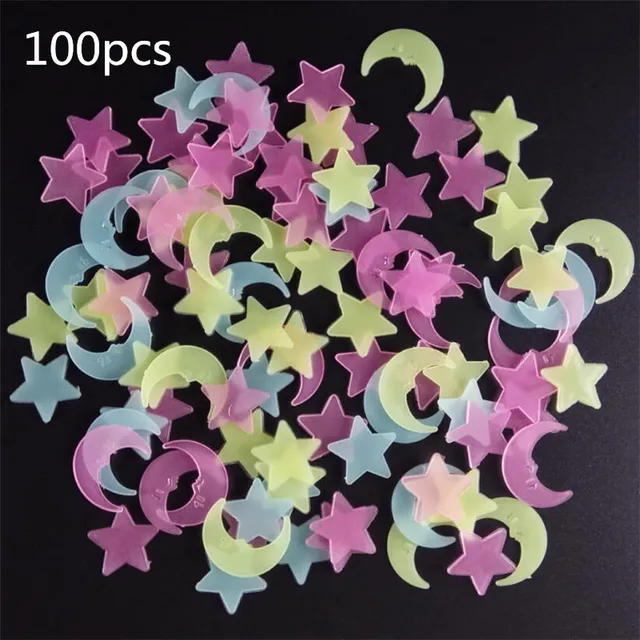 100pcs/bag 3cm Glow in the Dark Toys Luminous Star Stickers  Decals Bedroom Fluorescent Painting Toy PVC Stickers for Kids Room 6