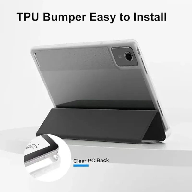 Lenovo Tab 11 Tablet Case with Pen Holder and Folding Stand, Acrylic Clear Hard Cover