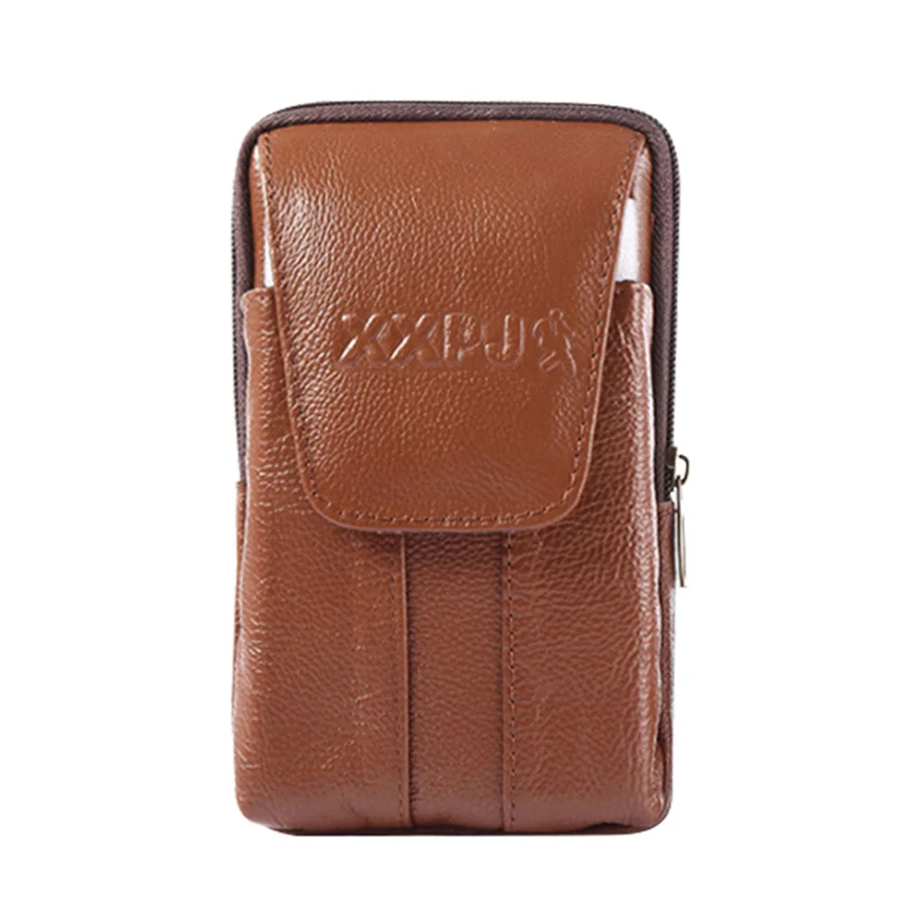 

Pure Color Men Fanny Waist Bag Classic Texture Delicate Design Chic Cowhide Leather Mobile Phone Purse Belt Bum Pouch