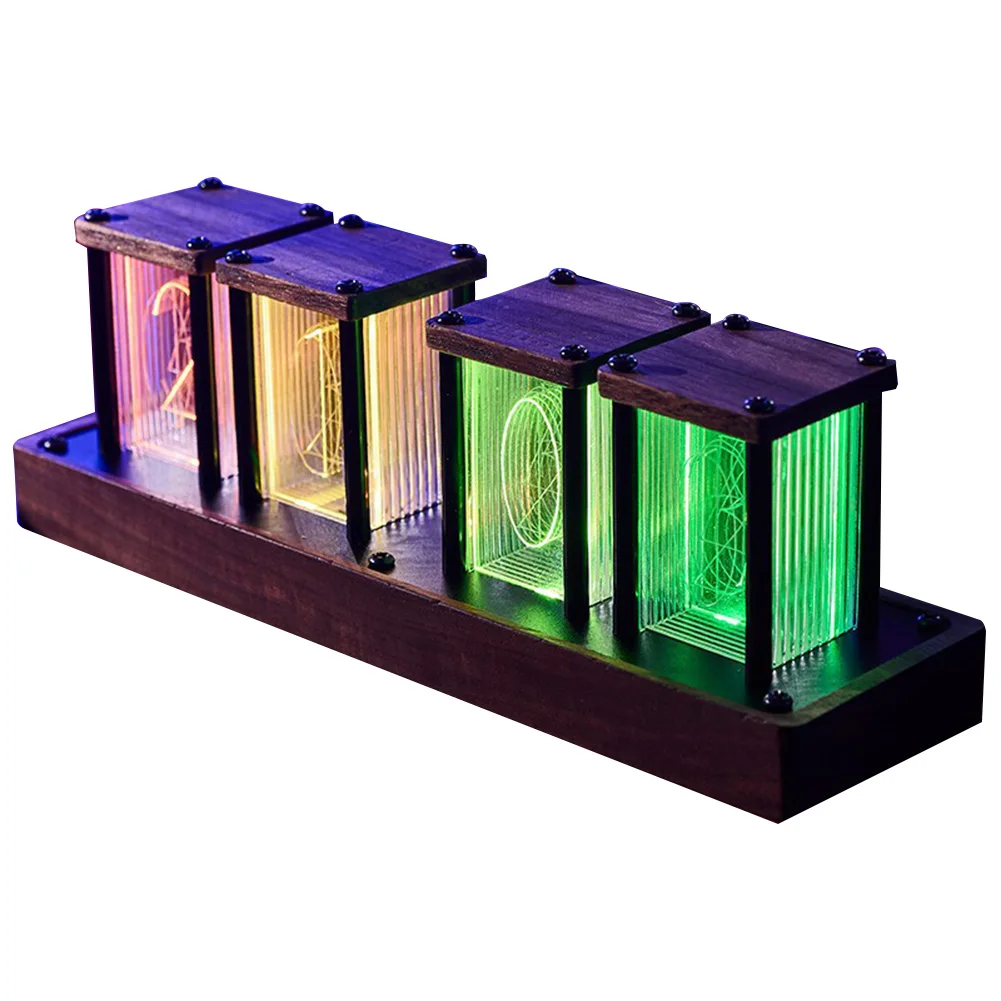 Nixie Tubes Clock Glow Tube Clock RGB Screen Digital Clock DIY Analog Digital Tube Desktop Digital Clock Gift 4 Tubes kit  
