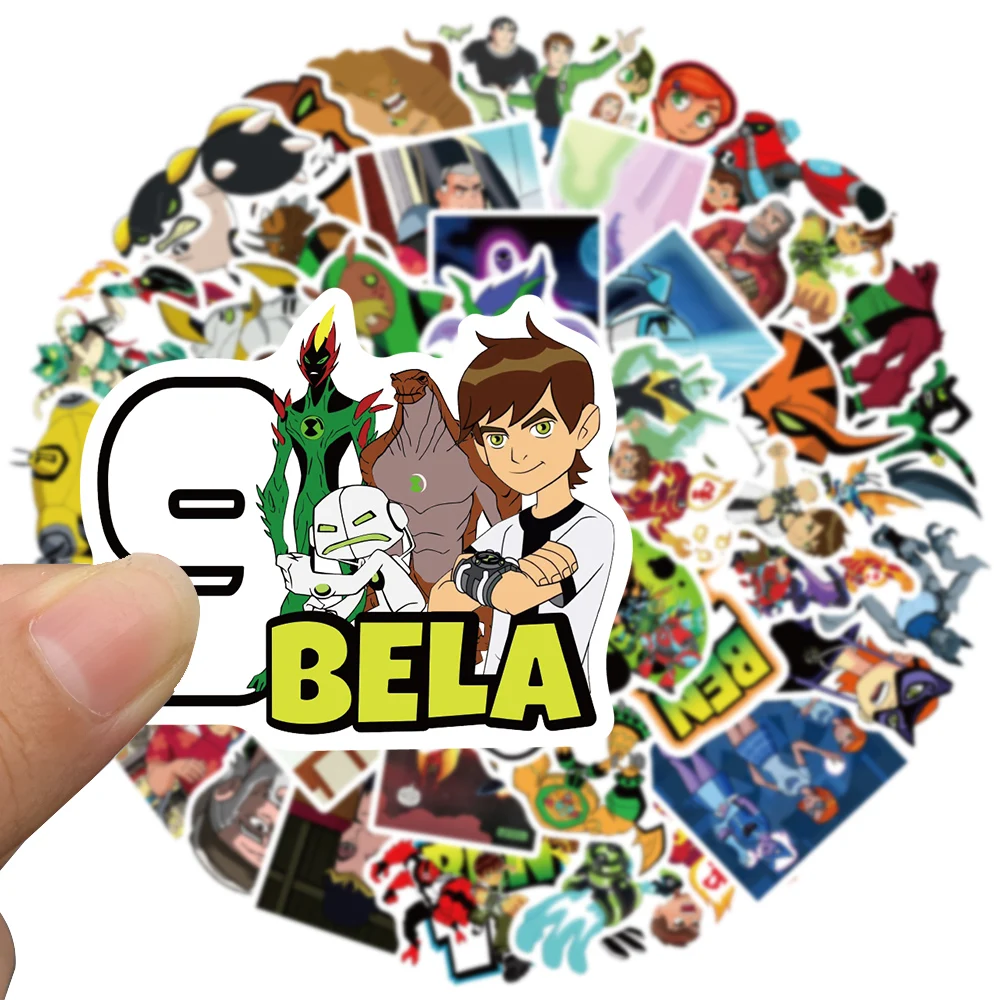 Ben 10 Cartoon Anime Stickers Funny Toys Luggage Guitar Skateboards Laptop Water Bottle Waterproof Decals 50pcs Kid Gifts cartoon stickers anime stickers