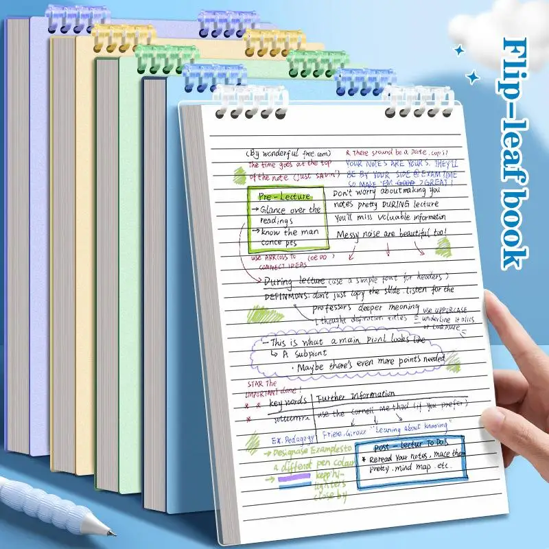 편안한 필기감을 제공하는 A5 B5 노트, 학생용 탈부착 가능한 플립업 코일 포함