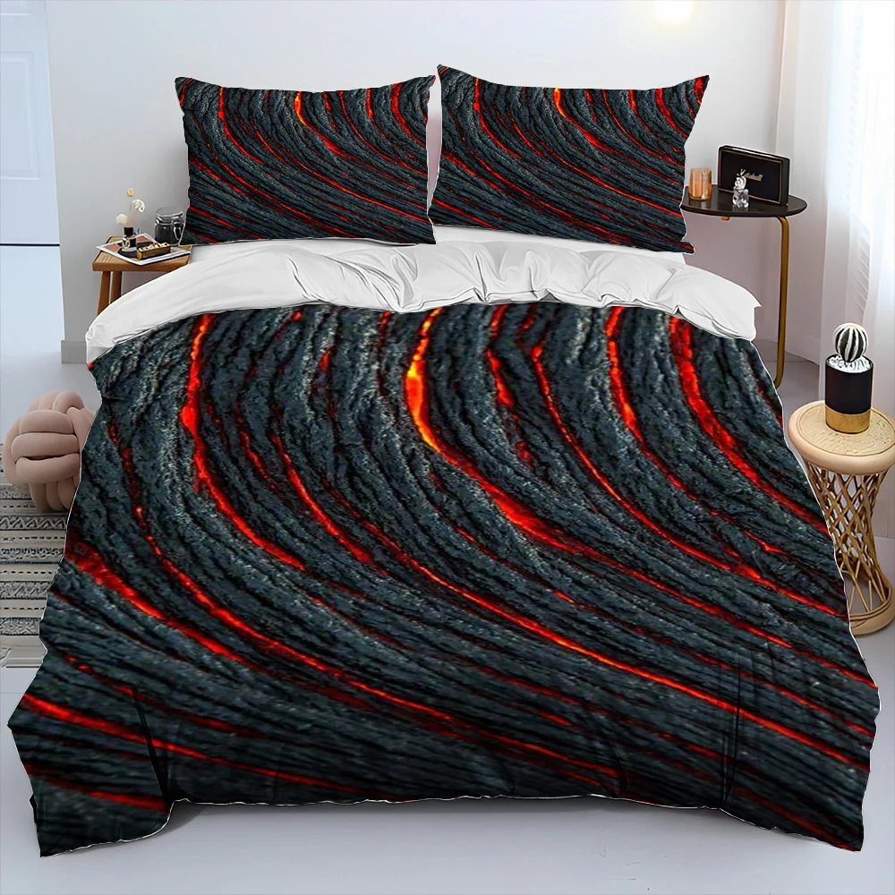 FIERDXA Lava-Felsen Bettwäsche King 220x240cm - Magma Design Mikrofaser