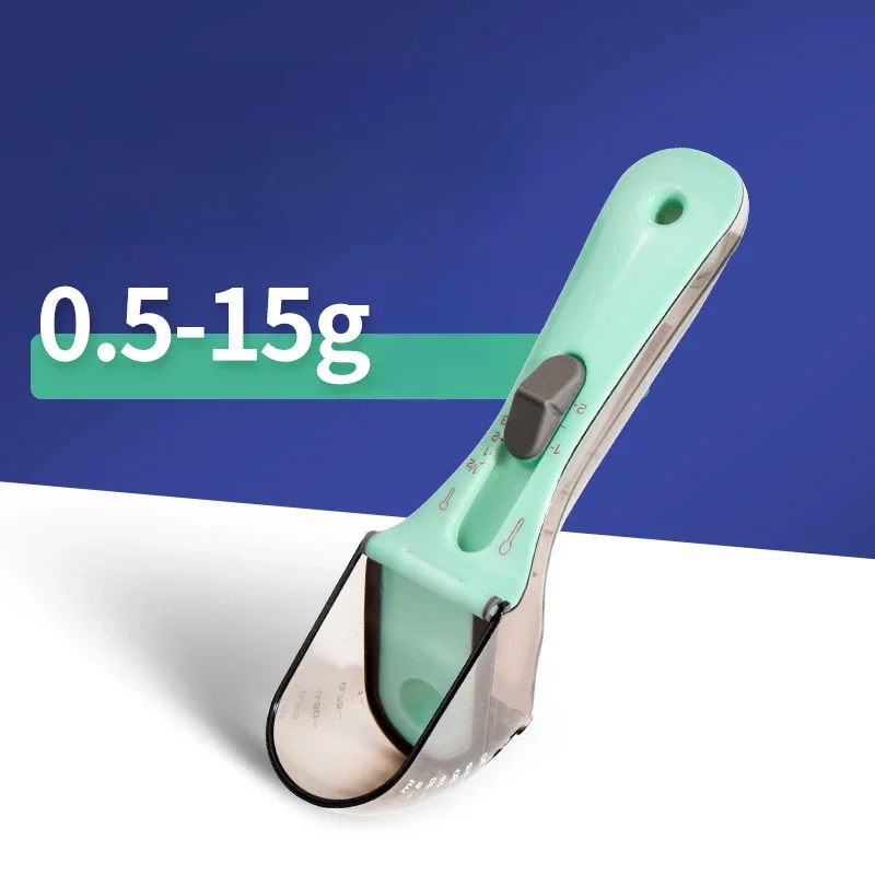 Cucchiaio dosatore per animali domestici regolabile con misurino in plastica per animali domestici, tazze per accessori per animali domestici, cucchiaio per cibo per gatti, cucchiaio per cibo per cani