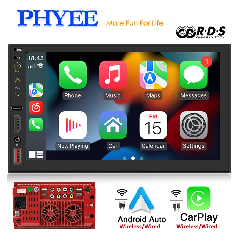 2 Din Car Radio Apple CarPlay Wireless Android-Auto Bluetooth MP5 Multimedia Player Handsfree USB Audio System Head Unit FS02W car multimedia player car radio car radio player car music player mp3 music player