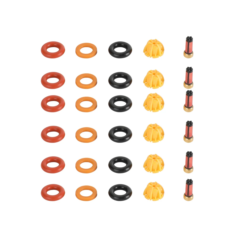 

6Set Fuel Injectors Repair Seal Kit For BMW M3 323is 325is 525i E36 E34 M50 S50 0280150415 13641730060 13641730080 62429 FJ292