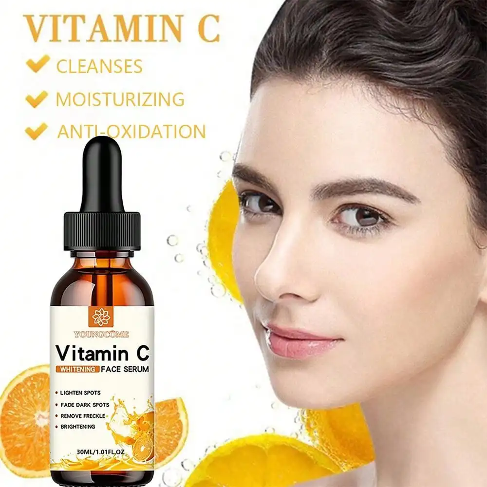 Essence pour le visage à la vitamine C Contient de l'acide hyaluronique Éliminateur de taches brunes Essence hydratante réparatrice anti-âge Soin de la peau du visage 30 ml_voghion.com