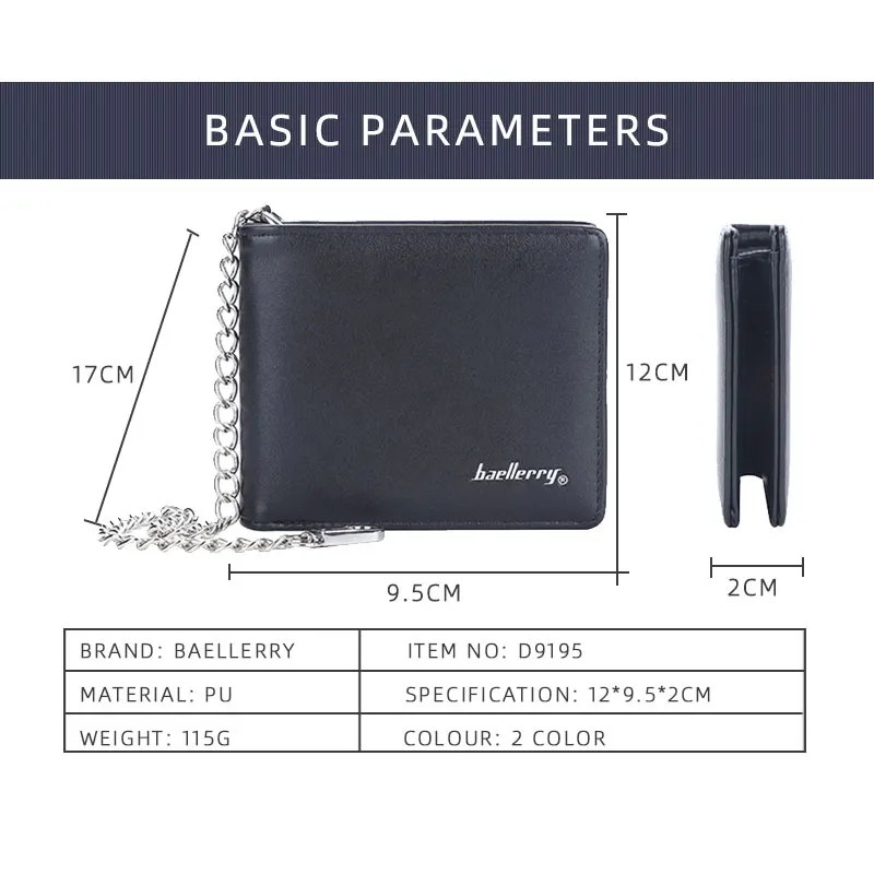 Baellerry 2022 New Men Short Wallets Small Card Holder Name Customized Luxury Male Purse Photo Holder Fashion Chain Men's Wallet 4