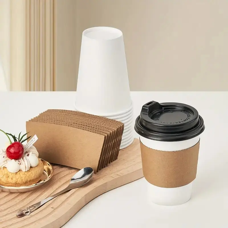 100/50PCS Disposable Cup Covers Kraft Paper Insulated Coasters Hot and Cold Beverages Home Party Restaurant Coffee Shop