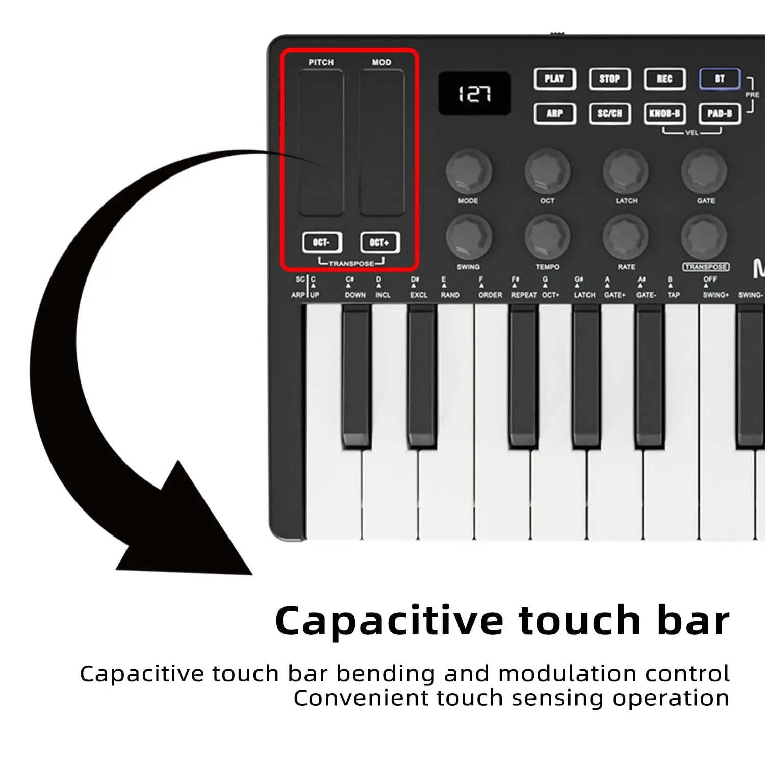MIDI Keyboard Controller 25 Velocity Sensitive Keys 8 Backlit Drum Pads Wireless Piano Keyboard For electronic piano electronic musical instrument musical instrument