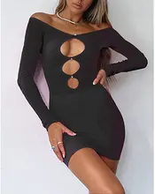 Women Sexy Spaghetti Strap Mini Dress with Gloves Off Shoulder Sleeveless Cut Out Bodycon Dress Night Party Club Outfits