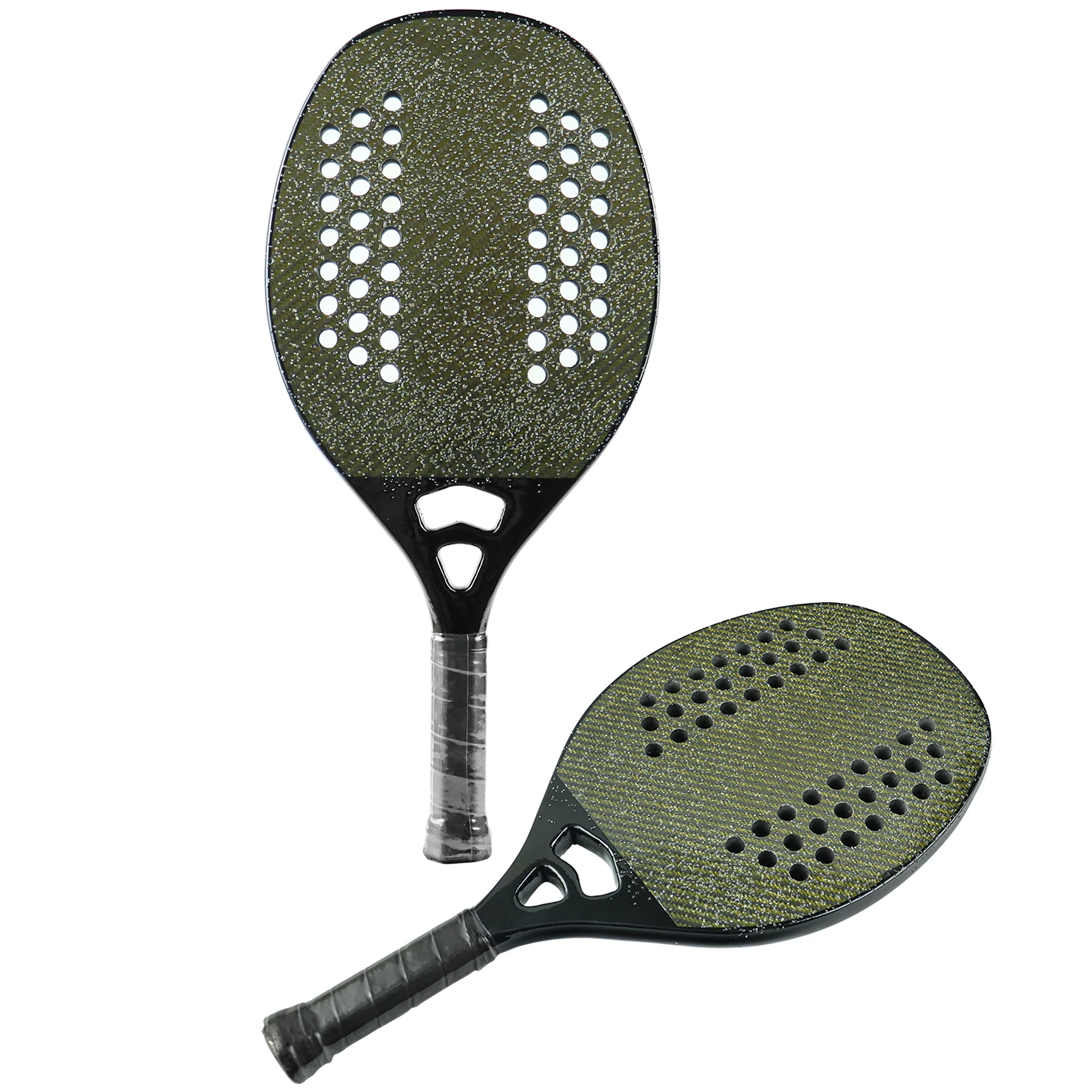 KVELAR Beach Tennis Racket Mans Racquet Carbon Fiber EVA SOFT Sand Grip Surface Tenis Padle (Army Green)