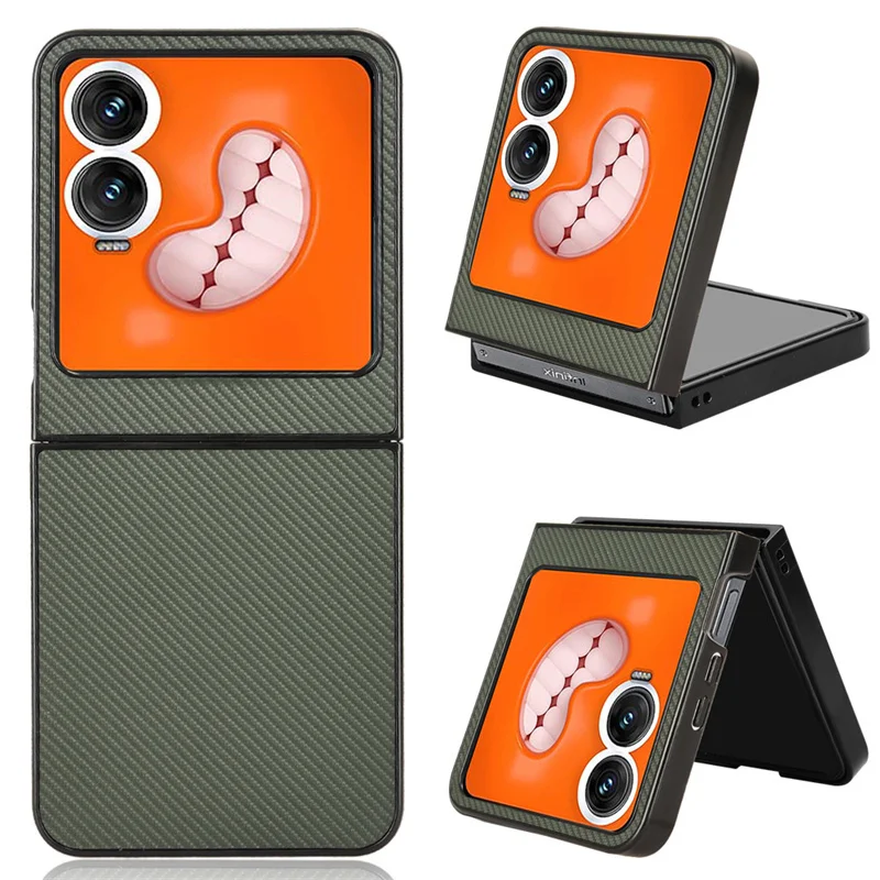 For Tecno Phantom V Flip 2 Scratchproof Carbon Fiber Leather Back For Tecno Phantom V Flip2 Case Hard Protective Phone Cover 5