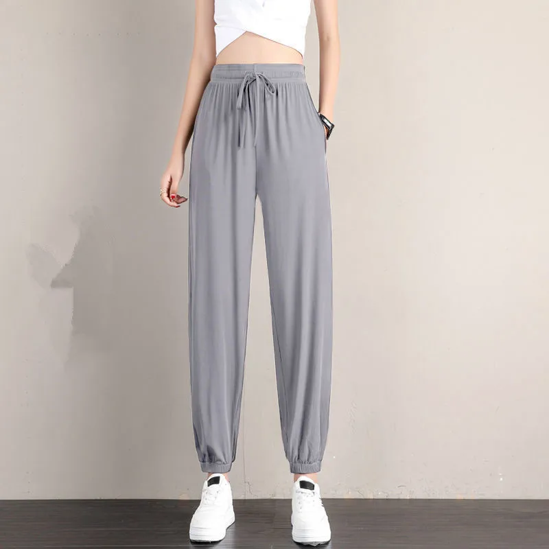 

2023 new Yoga Pants Women Gym Loose Slim Sweatpants Running Fitness Trousers Breathable Thin High Waist Jogger Workout Pants