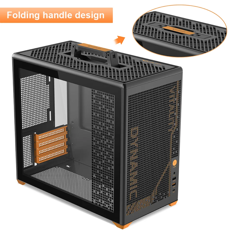 파워 트레인 P80 MATX 케이스 휴대용 데스크탑 컴퓨터 섀시 측면 강화유리 240 수냉식
