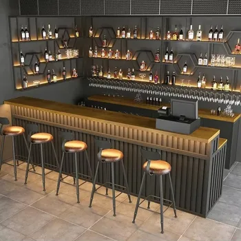 Tavoli e sedie moderni in acciaio inox per ristorante con portabottiglie per bar personalizzabili