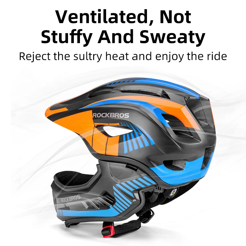 ROCKBROS Children Cycling Helmet Detachable Full Face Child Teenage Safety Sports Helmet MTB Bicycle Scooter Motor Cross Helmet