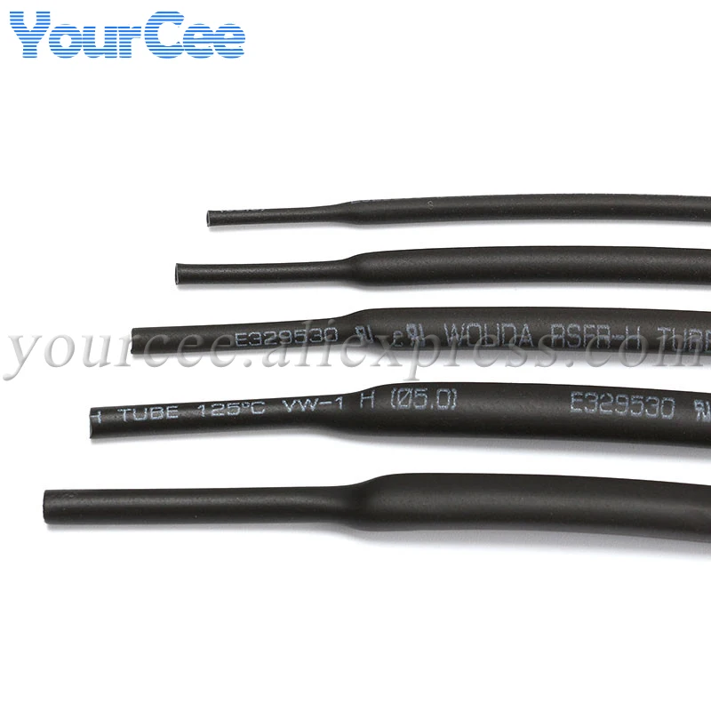 Heat Shrink Tube 2:1 Black HeatShrink Tubing DIY 0.6/0.8/1/1.5/2/3/3.5/4/5/6/8/10/12/15mm 16mm 18mm 20mm 25mm 28mm 30mm 1 Meter